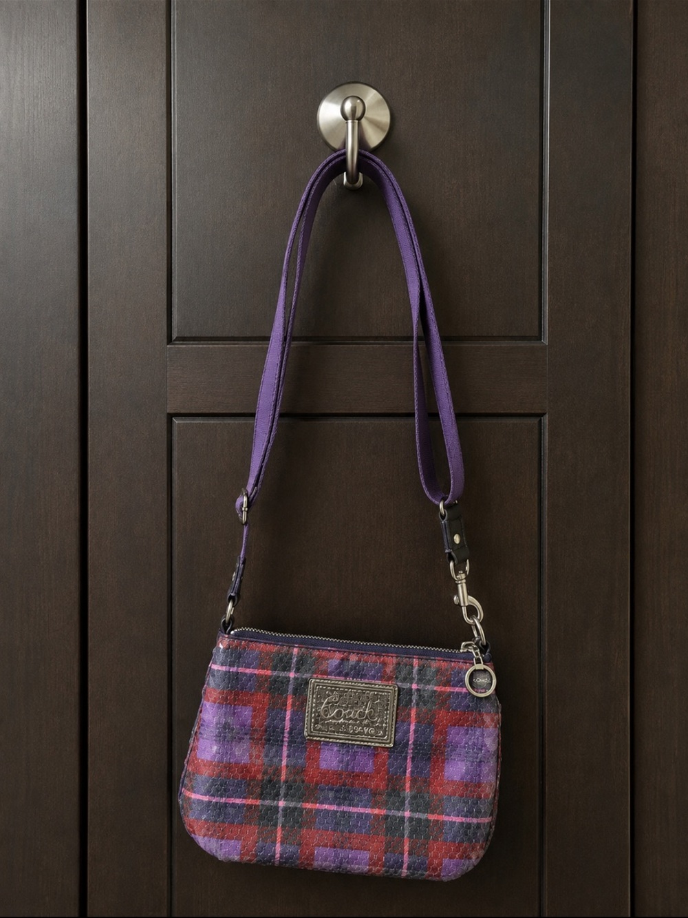 Vintage Coach Poppy  Plaid Mini Shoulder Bag / Crossbody EUC